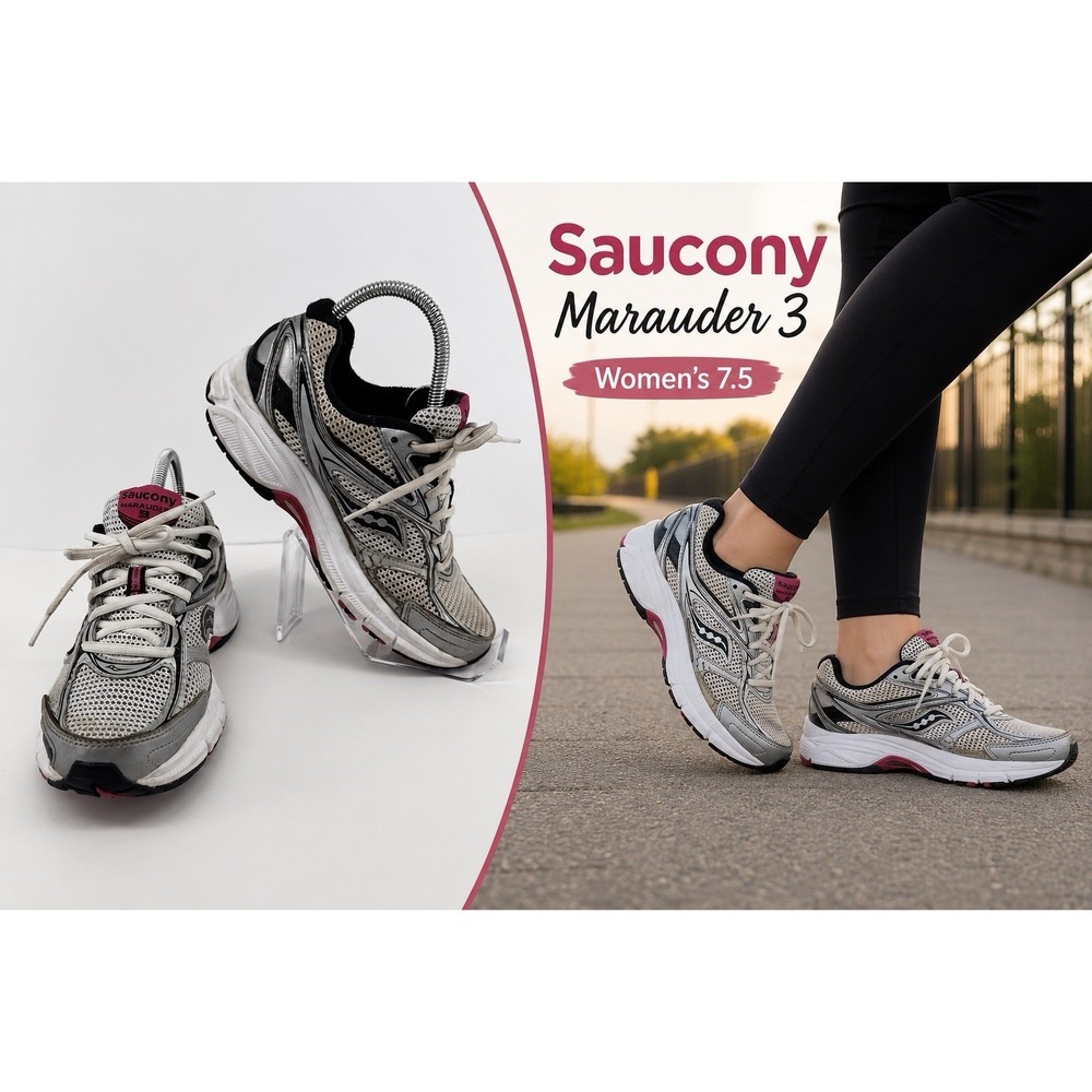 Saucony Marauder 3 Womens 7.5 Running Shoes White Pink Trainers Athletic Y2K